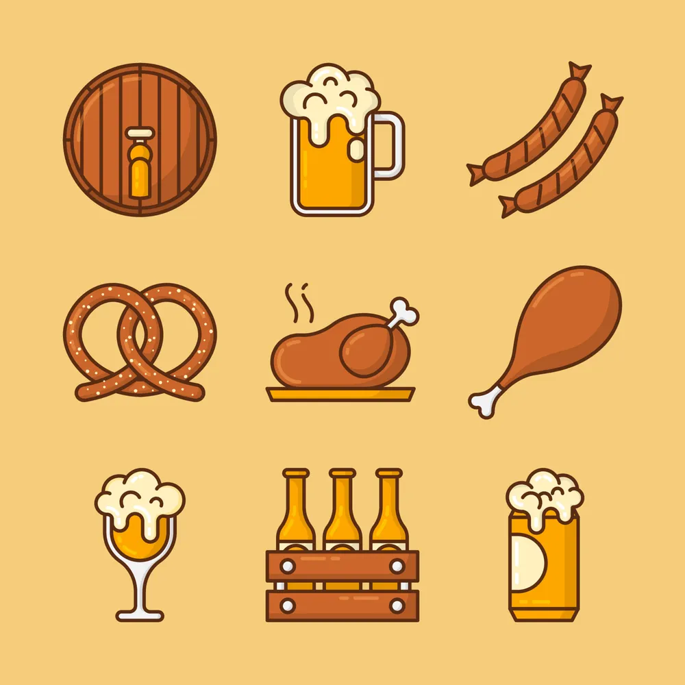 Oktoberfest Food And Beverage Icons Collection