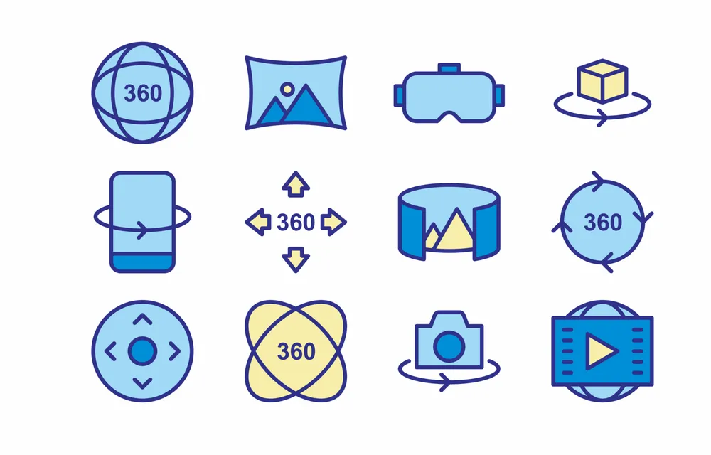 360 Degrees Technology Colorful Flat Icon Collection