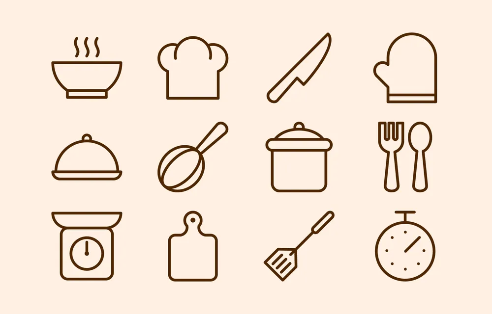 Chef Cooking Outline Stroke Icon Collection