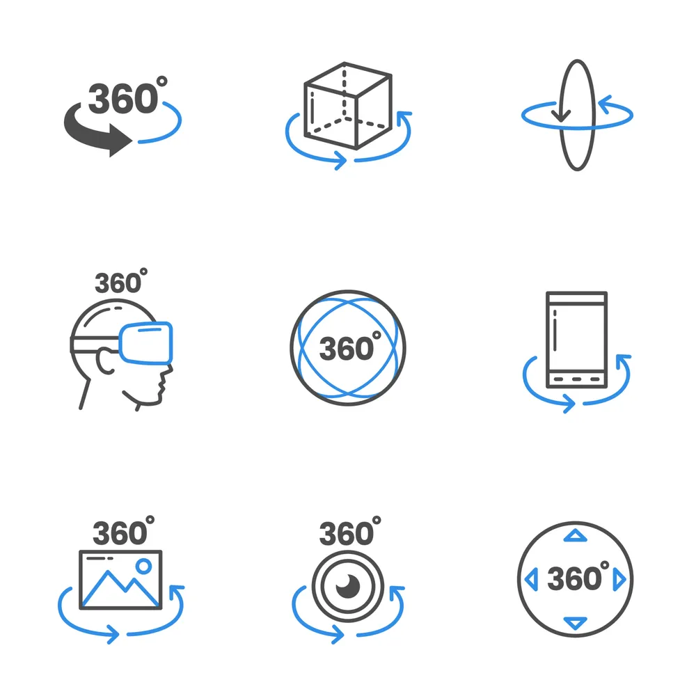 360 Degree View Technology Icon Set