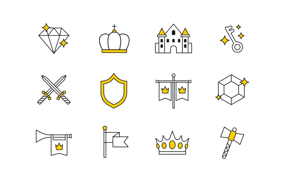 Set of Medieval Line Art Icons