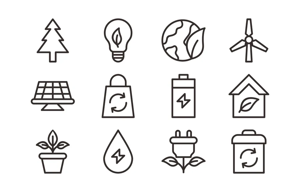 Green Technology Simple Outline Icon Collection