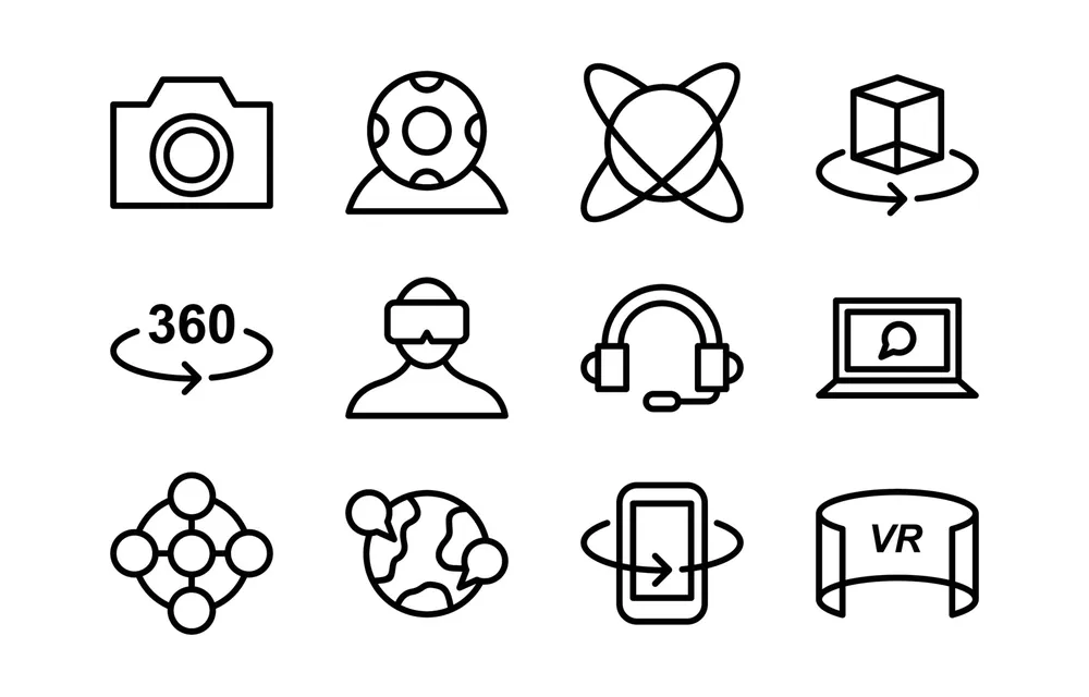 Virtual Technology Simple outline Icon Collection