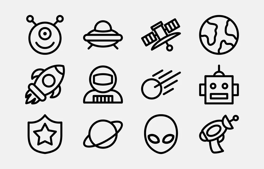 Space Sci Fi Outline Icon Collection