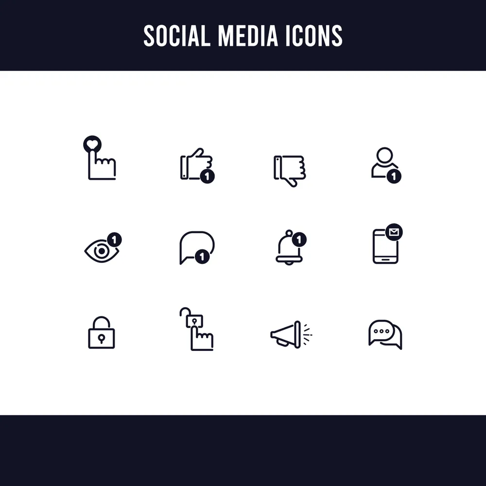 Outline Social Media Reaction Icon Set