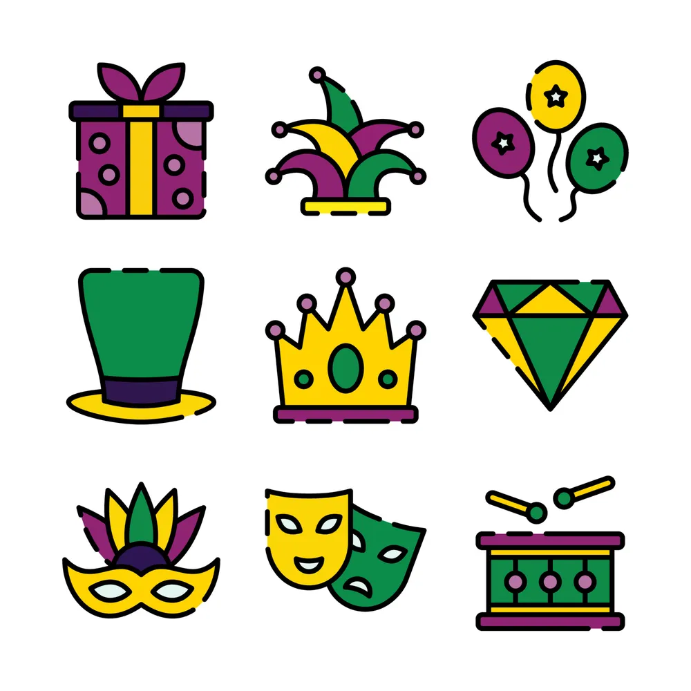 Set of Mardi Grass Carnival Icon