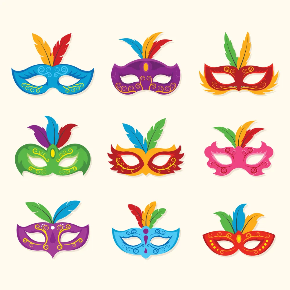 Set Of Mardi Gras Mask Icons