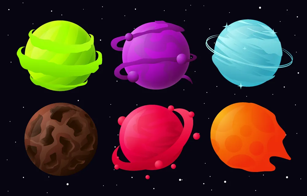 Collection Set of Planet Icon Full Color