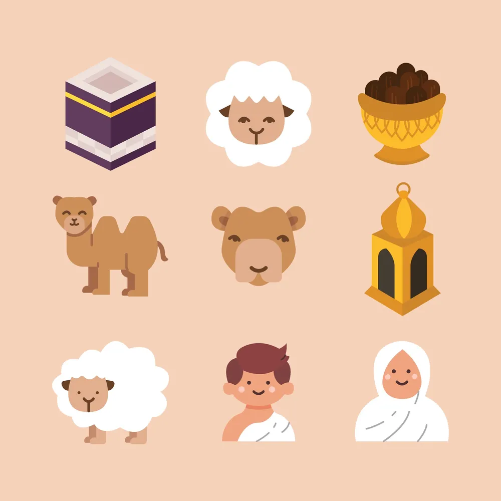 Set of Eid Adha Flat Icons