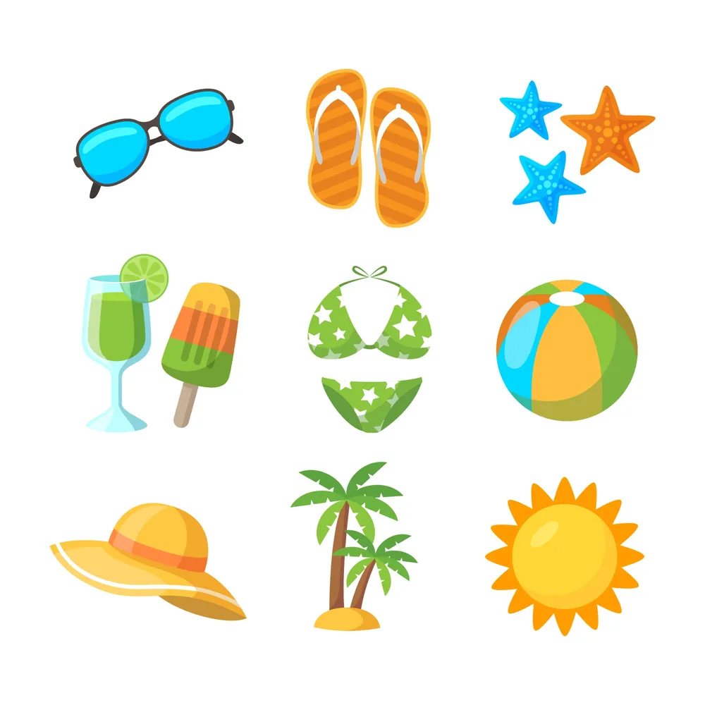 Beach Icon Collection in Flat Design