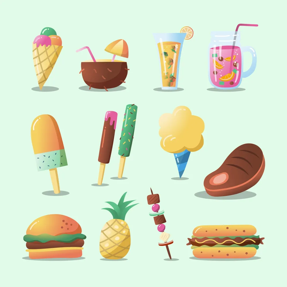 Summer Drink and Food Icon Collection