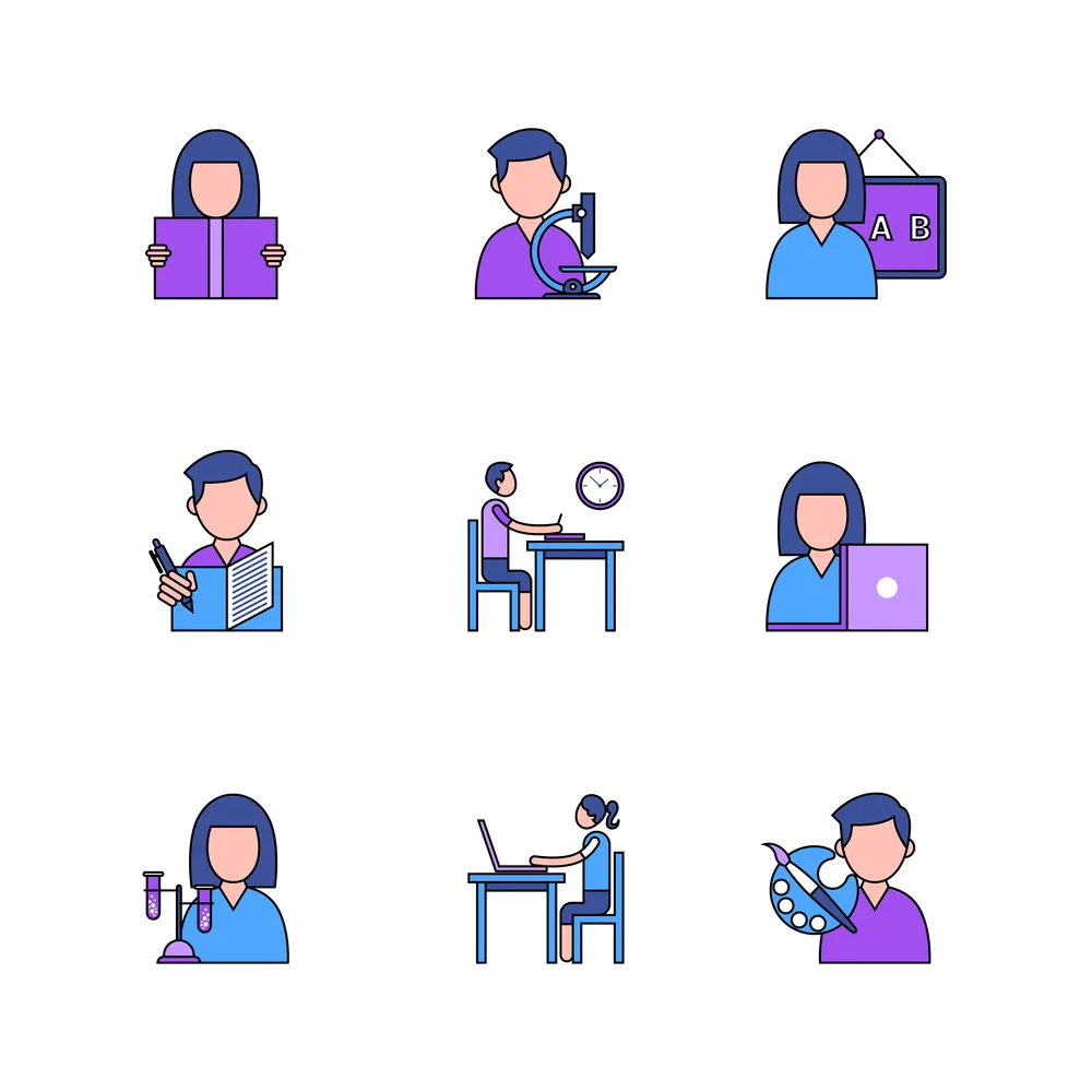 Set of Icons for School Activity