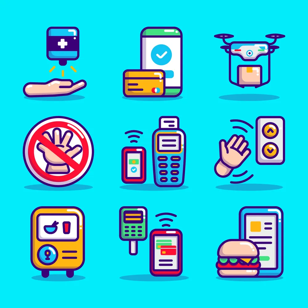 COVID 19 Supporting Technology Icon Set