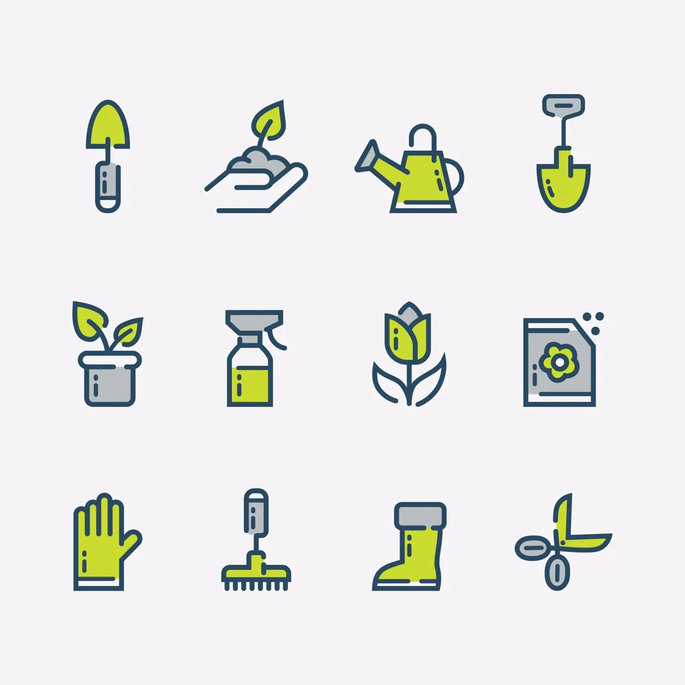 Set of Simple Garden Flower Icon