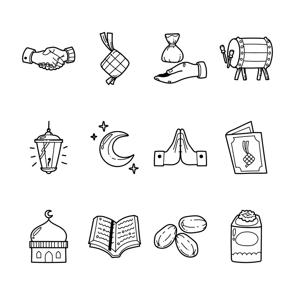 Hand Drawn Eid Mubarak Icon Pack