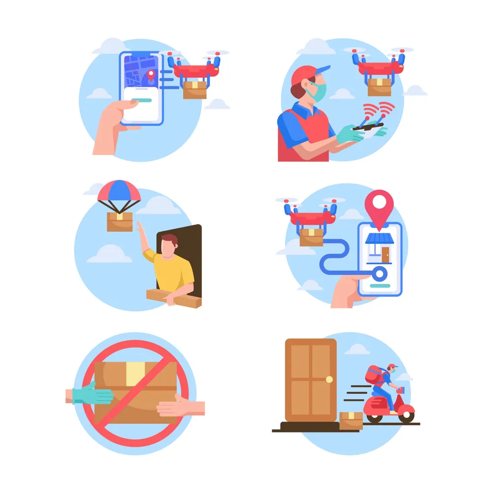 Set of Untact Delivery Service Icons