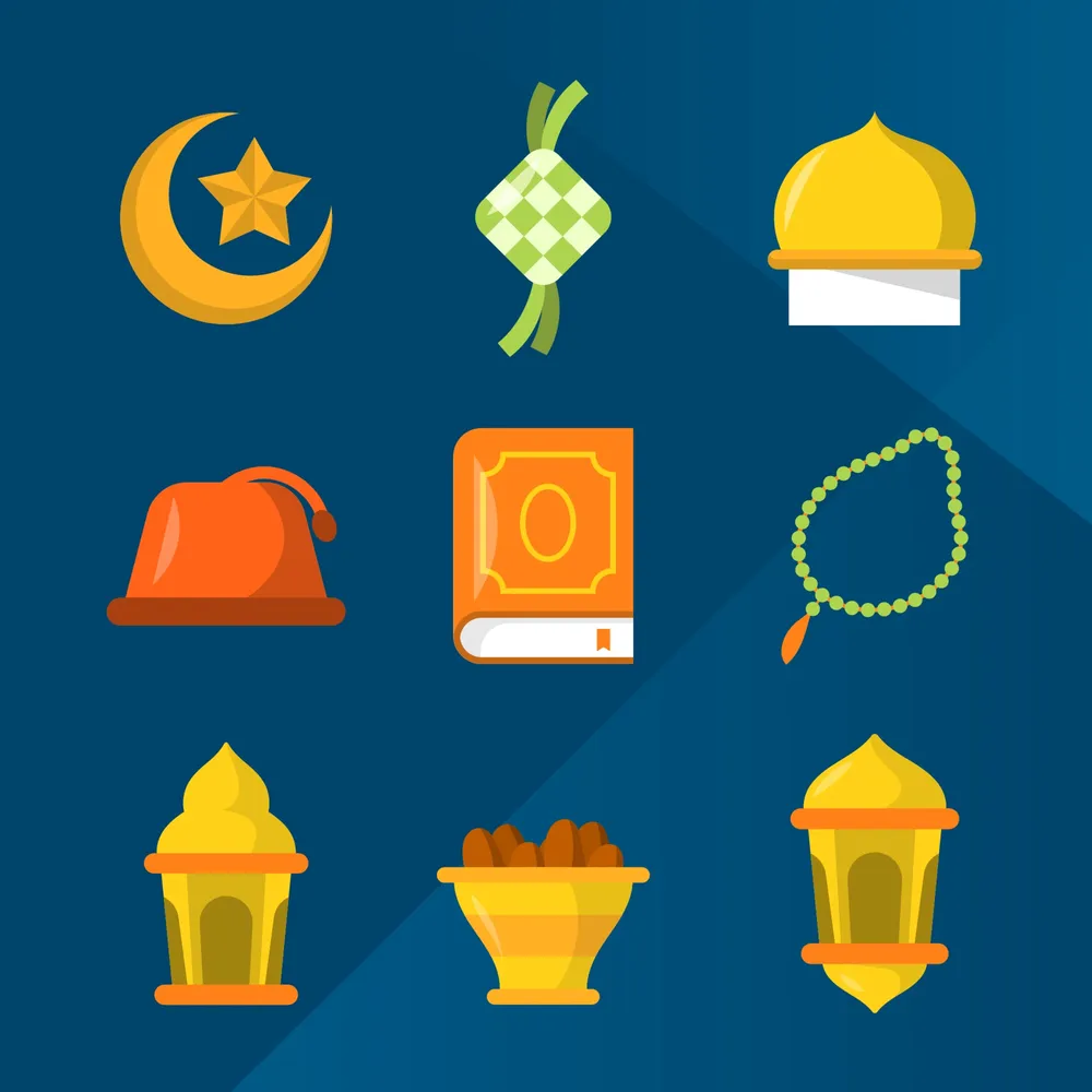 Simple Flat Eid Season Greetings Icon Collection