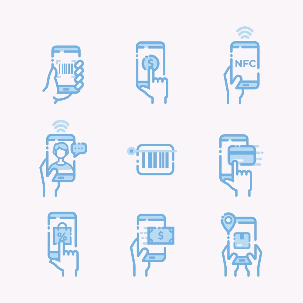 Set of Untact Technology Line Icon