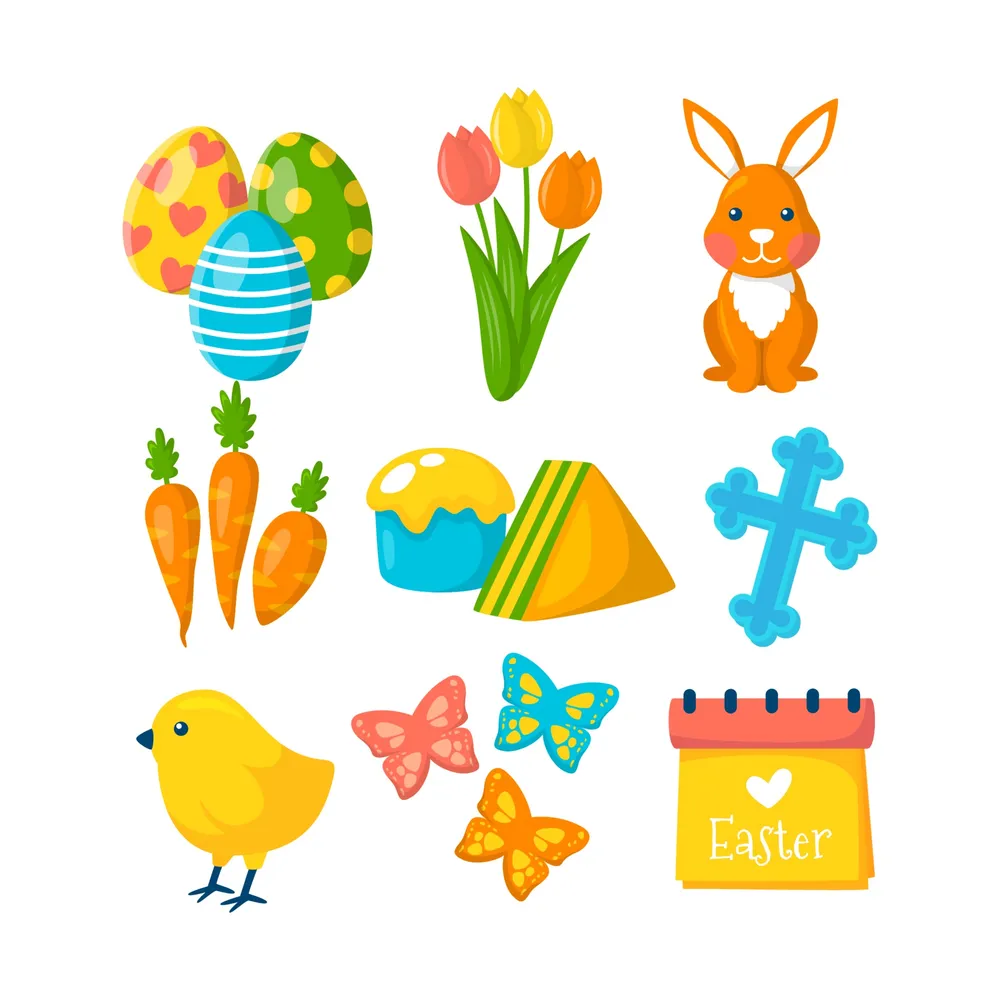 Easter Icon Collection in Flat Design