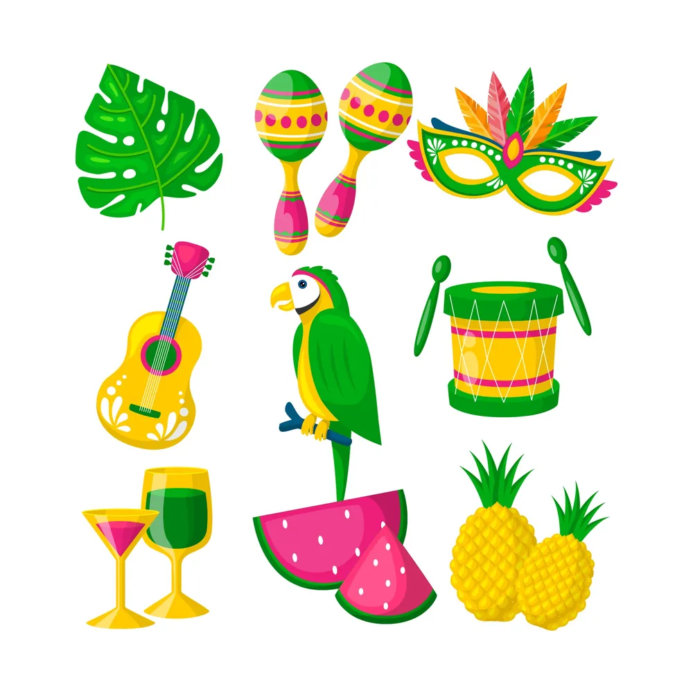Rio Carnival Icon Collection in Flat Design