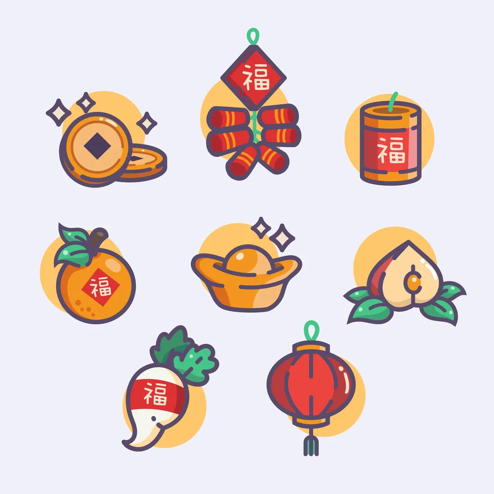 Set of Chinese New Year Cartoon Icon