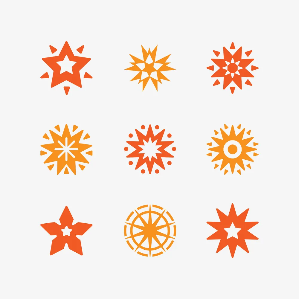Creative Abstract Orange Star Icon Concept