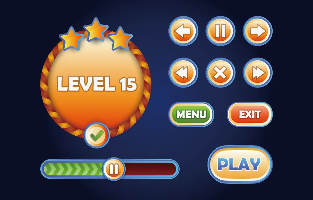 Game Application Icon Set with Gradient Color Concept