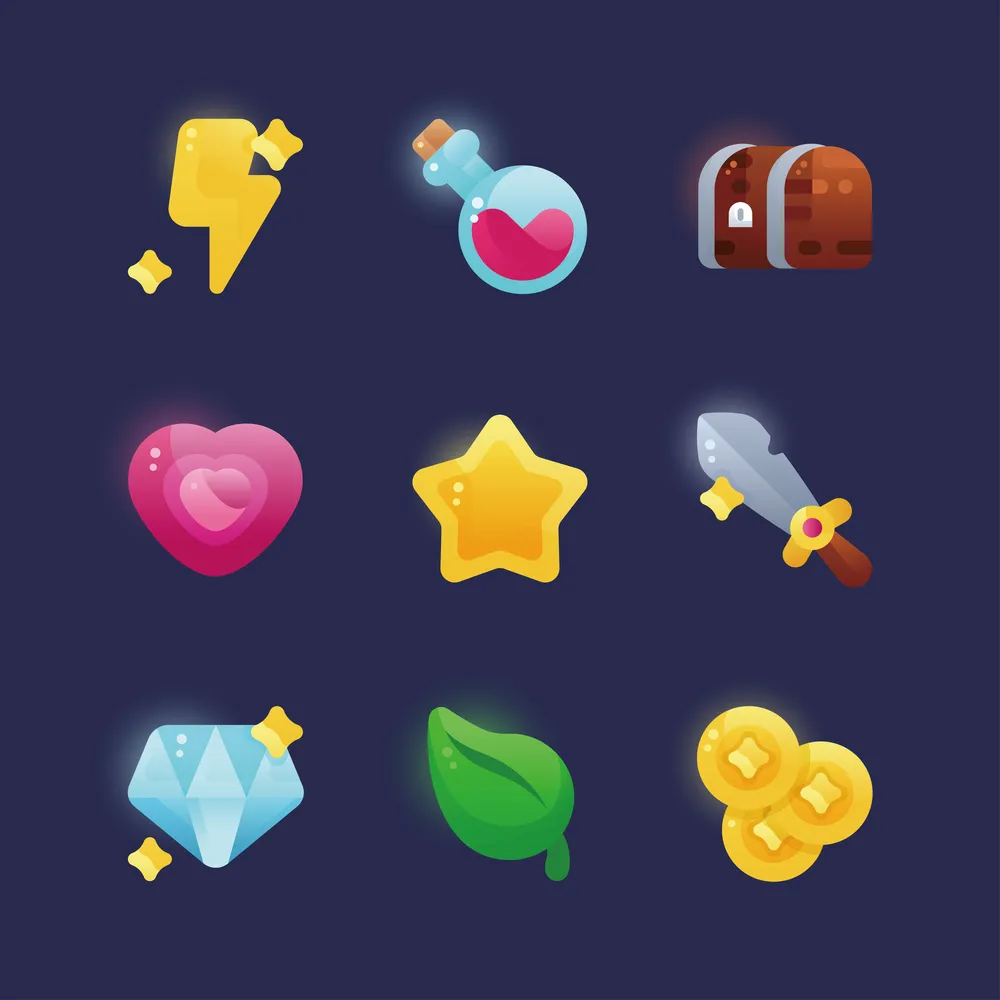 Playful Rounded In-Game UI Icons for MMORPG Apps