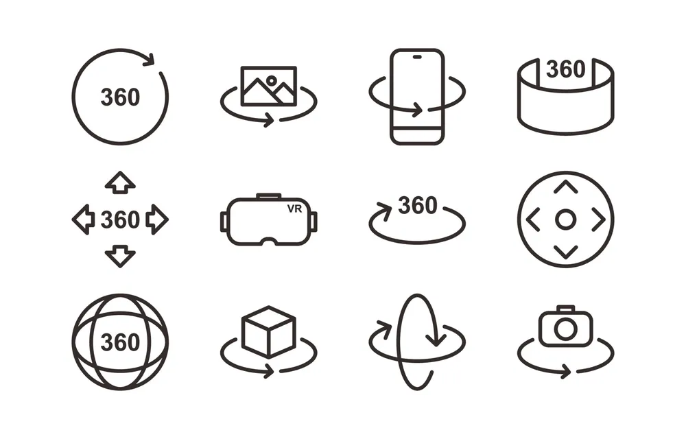 Simple Set of 360 Degree Outline Icon Collection