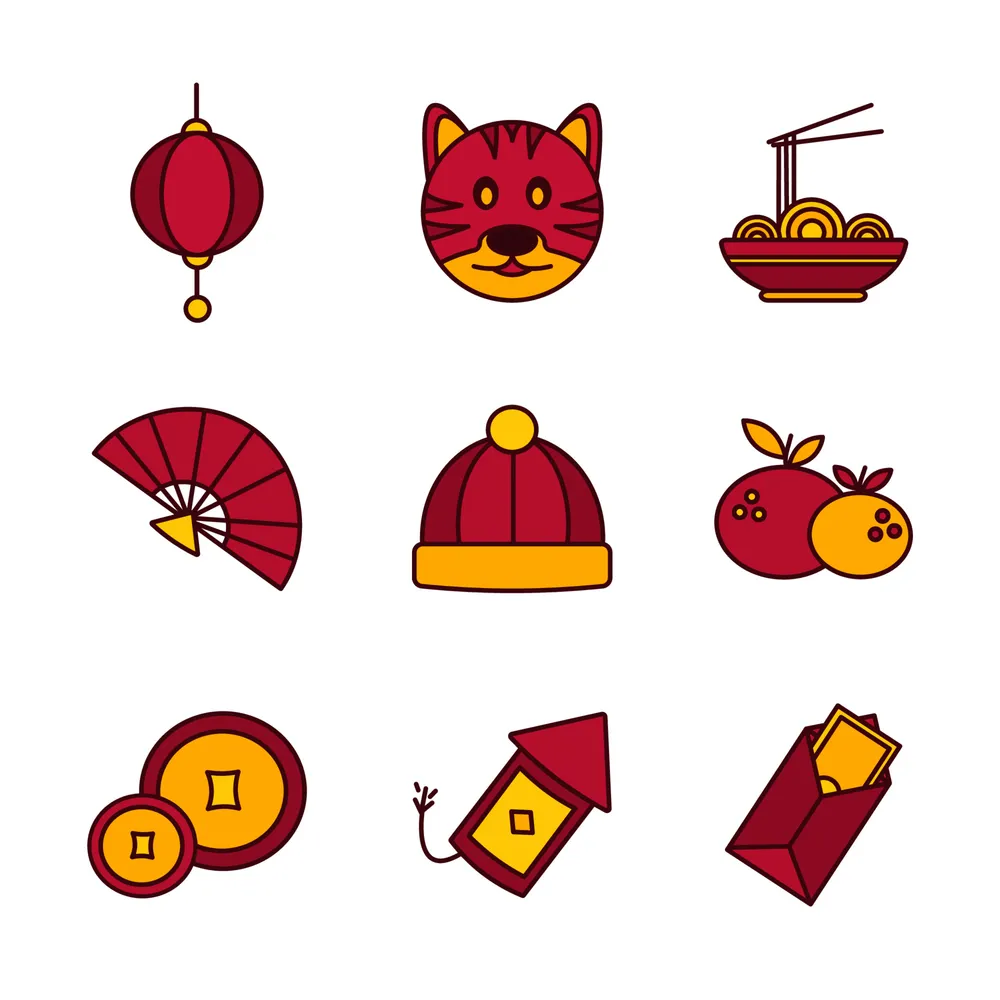 Icon Set Year of Chinese New Year of The Tiger