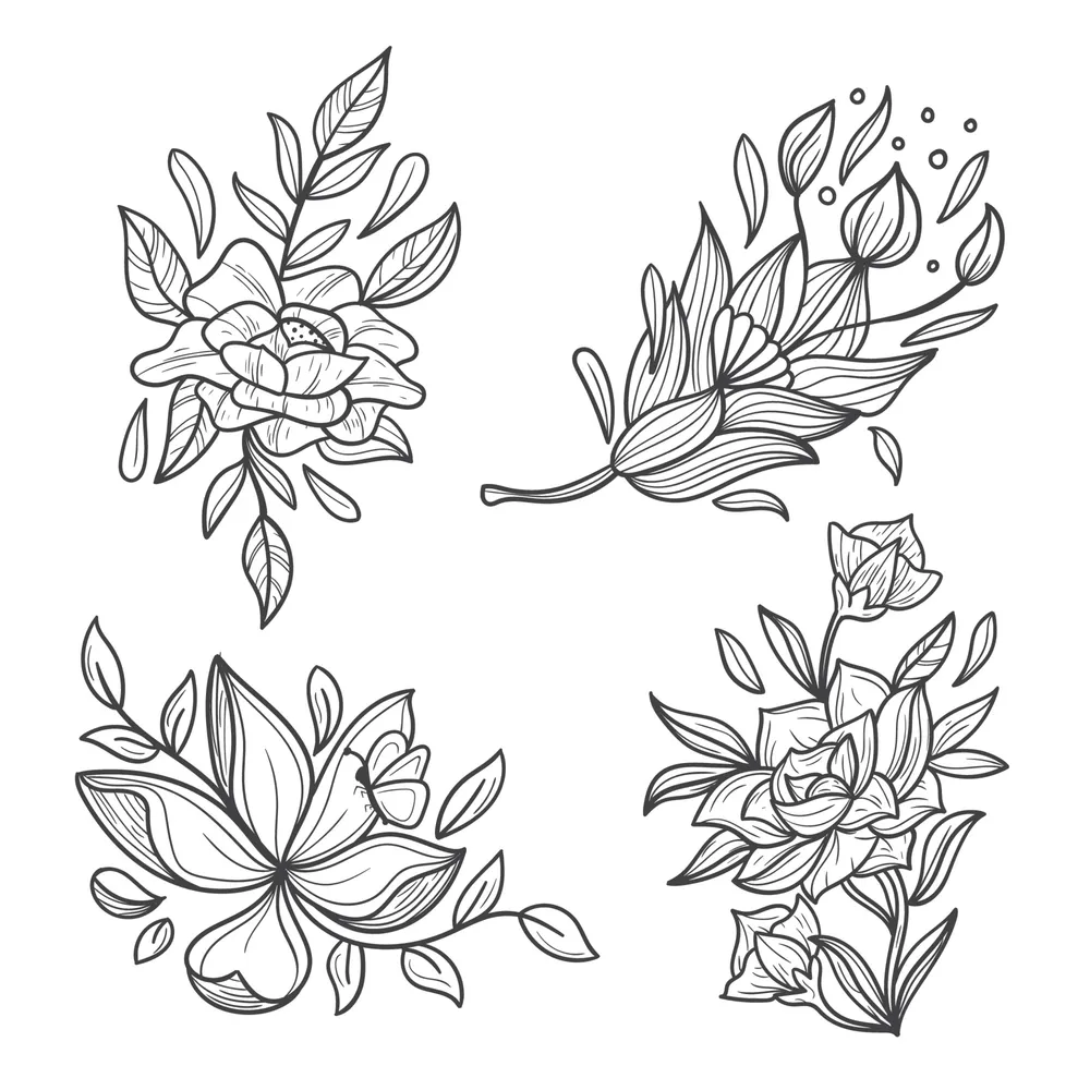 Hand Drawn Realistic Floral Element