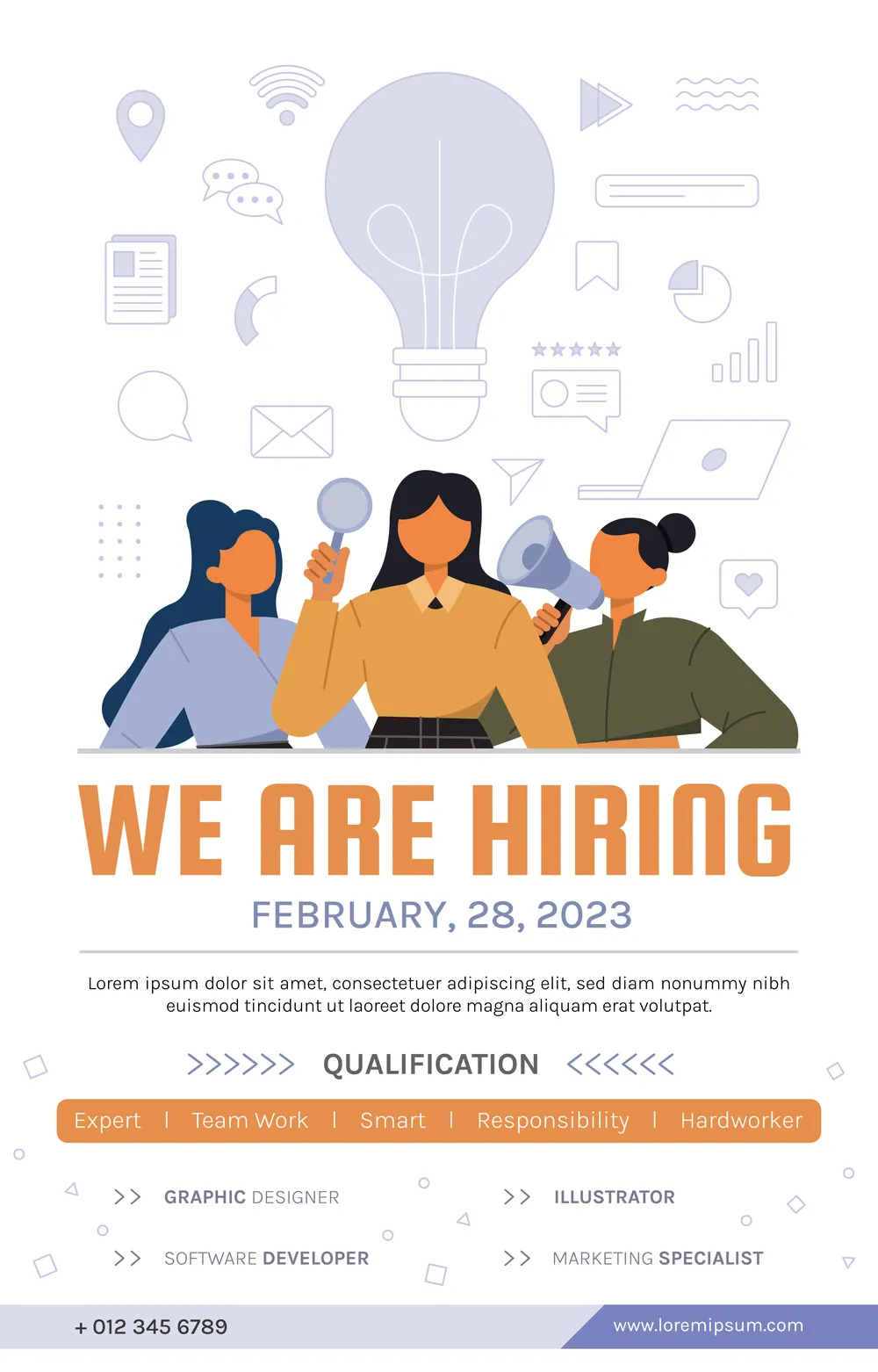 We Are Hiring Poster With Flat Style