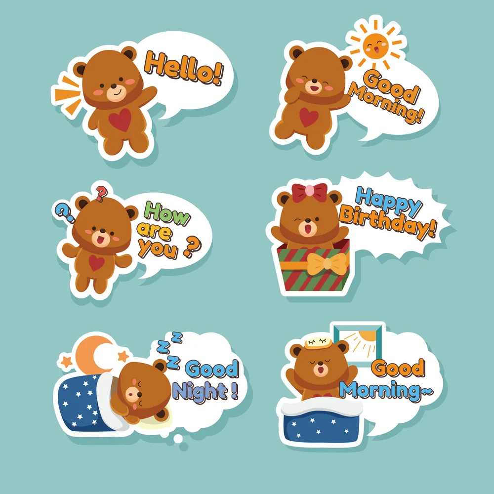 Happy Cute Bear Greeting Chat for Messaging