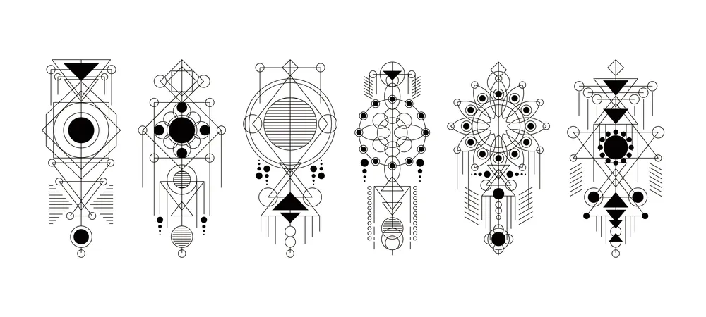 Minimalist Geometric Tattoo Element Template Set