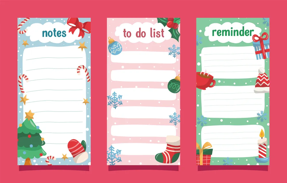 Christmas Hand Drawn Doodle Element Journal Template Page