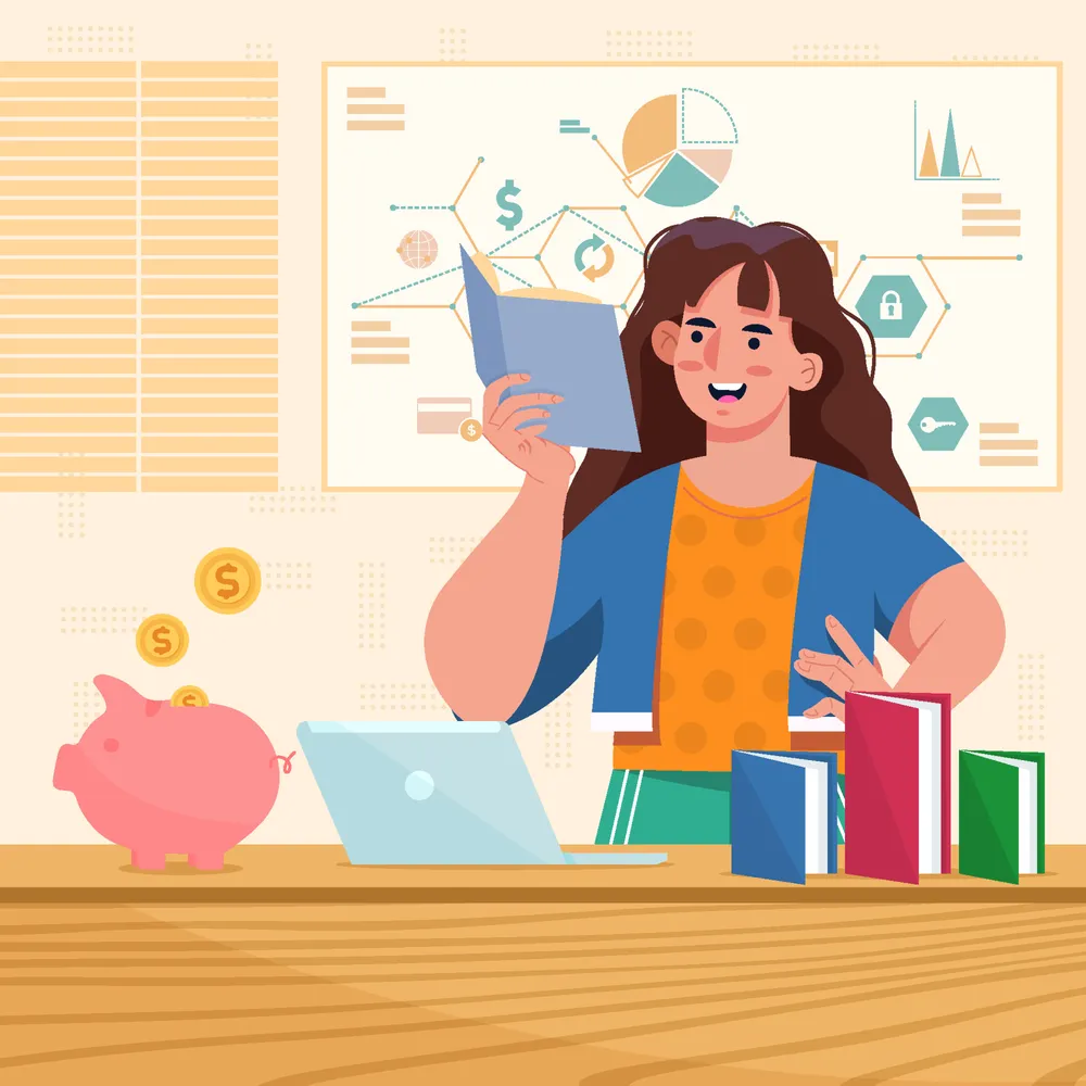 Woman Learn Financial Management Concept