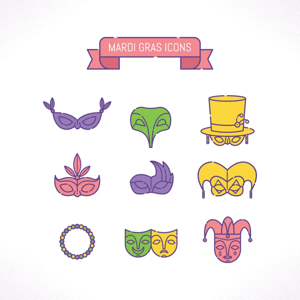 Mardi Gras Masks Set