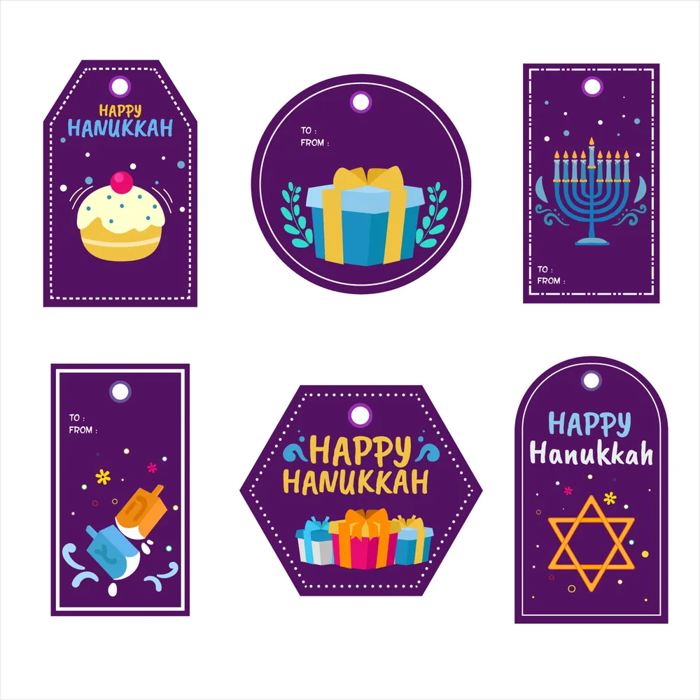 Set of Happy Hanukkah Labels