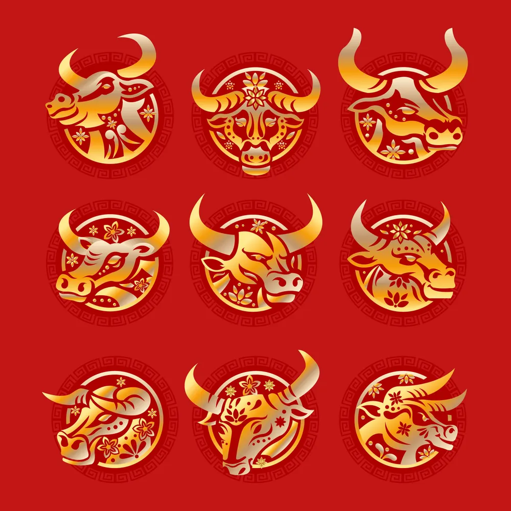 Set of Golden Ox Labels