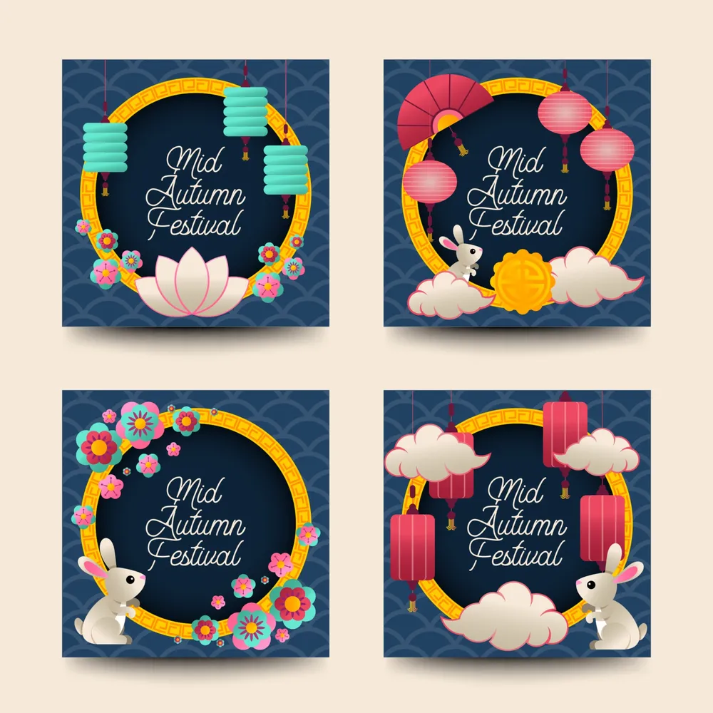 Happy Mid Autumn Festival Card Template Set