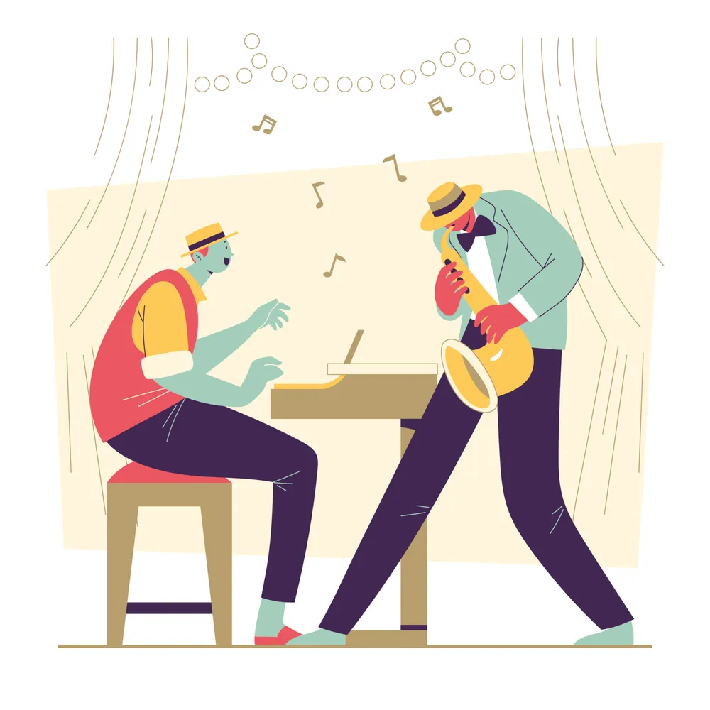 Happy Jazz Musician Concept