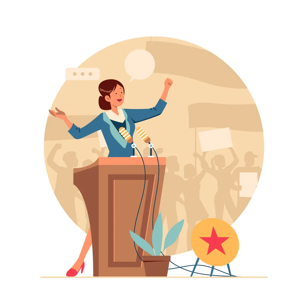 Female Activist Giving A Speech
