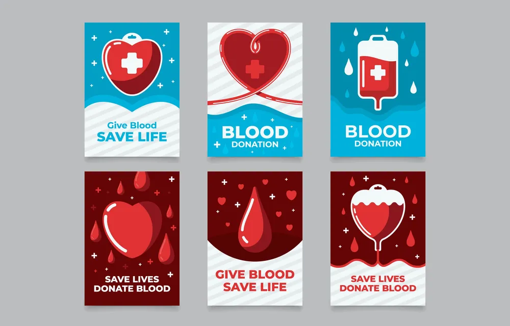 Red and Blue Blood Donor Cards
