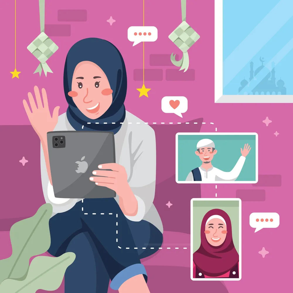 Eid Online Gathering with Family Concept