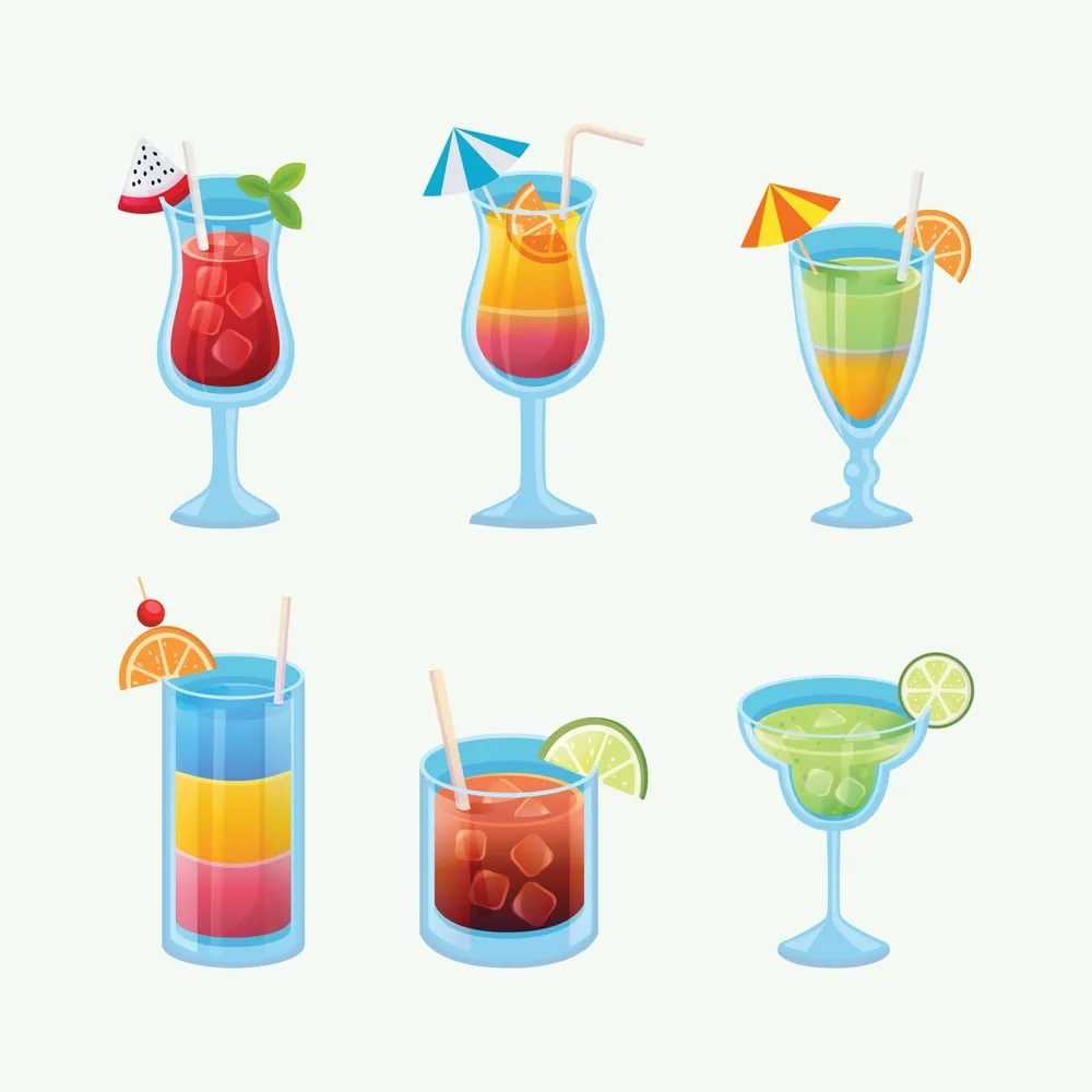 Set of Tropical Coctails Drinks