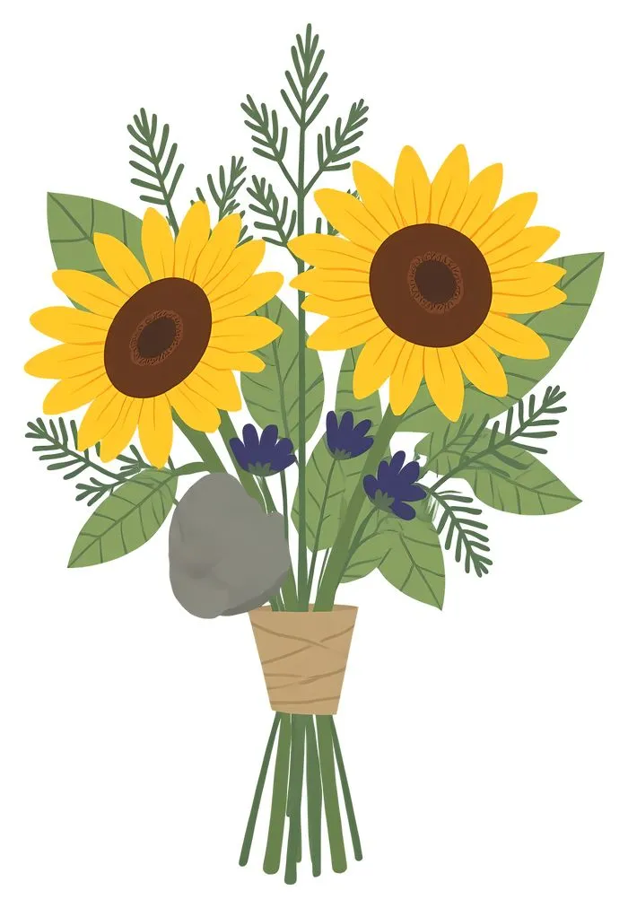 向日葵花束插画PNG免抠素材3预览图