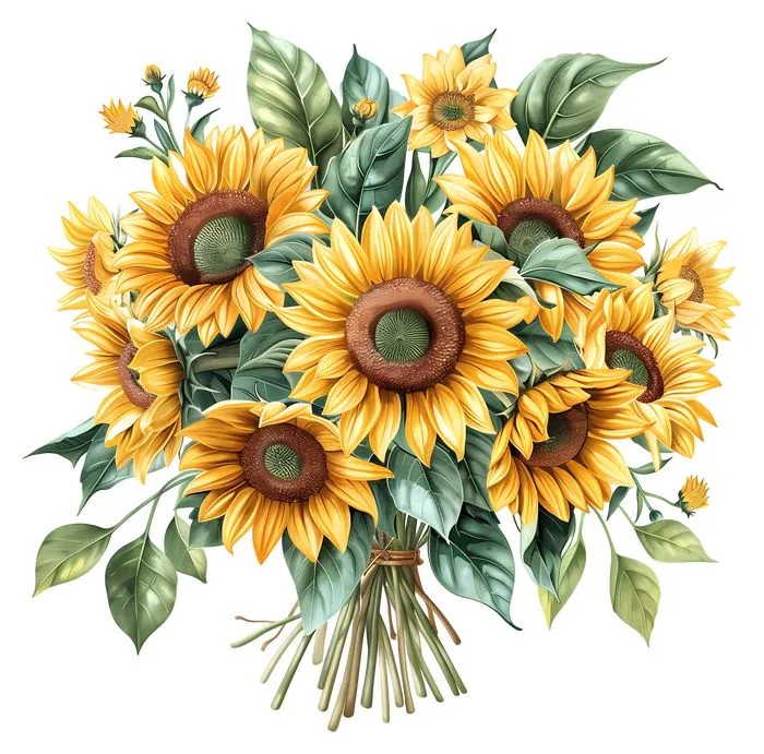 美丽向日葵花束插画PNG免抠图预览图