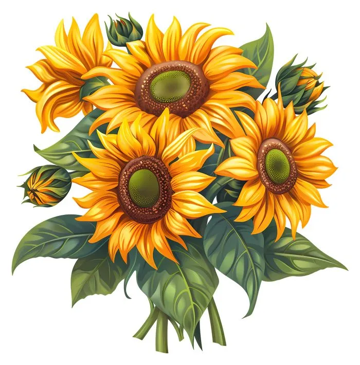 充满活力向日葵花束插画PNG免抠图2预览图
