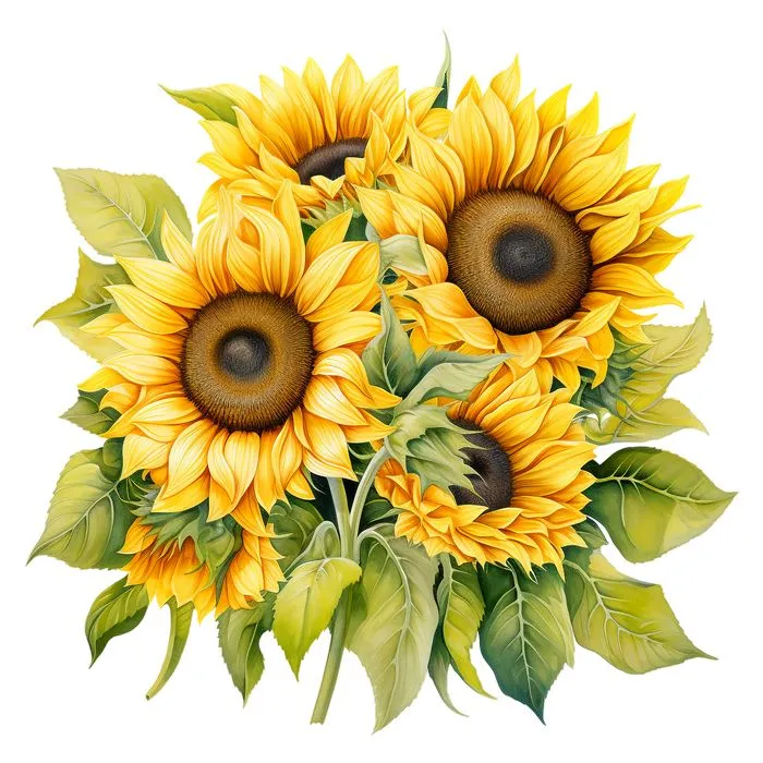 美丽向日葵花束插画PNG免抠素材预览图