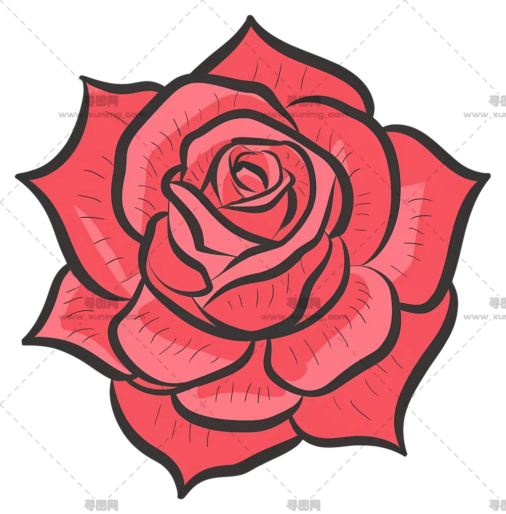 艺术风格红色玫瑰花插画PNG免抠图预览图